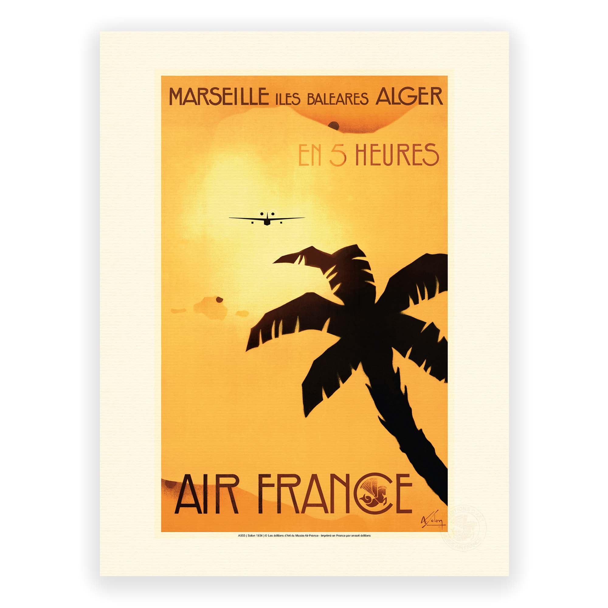 Affiche Air France - Marseille - Les Baléares - Alger en 5 h