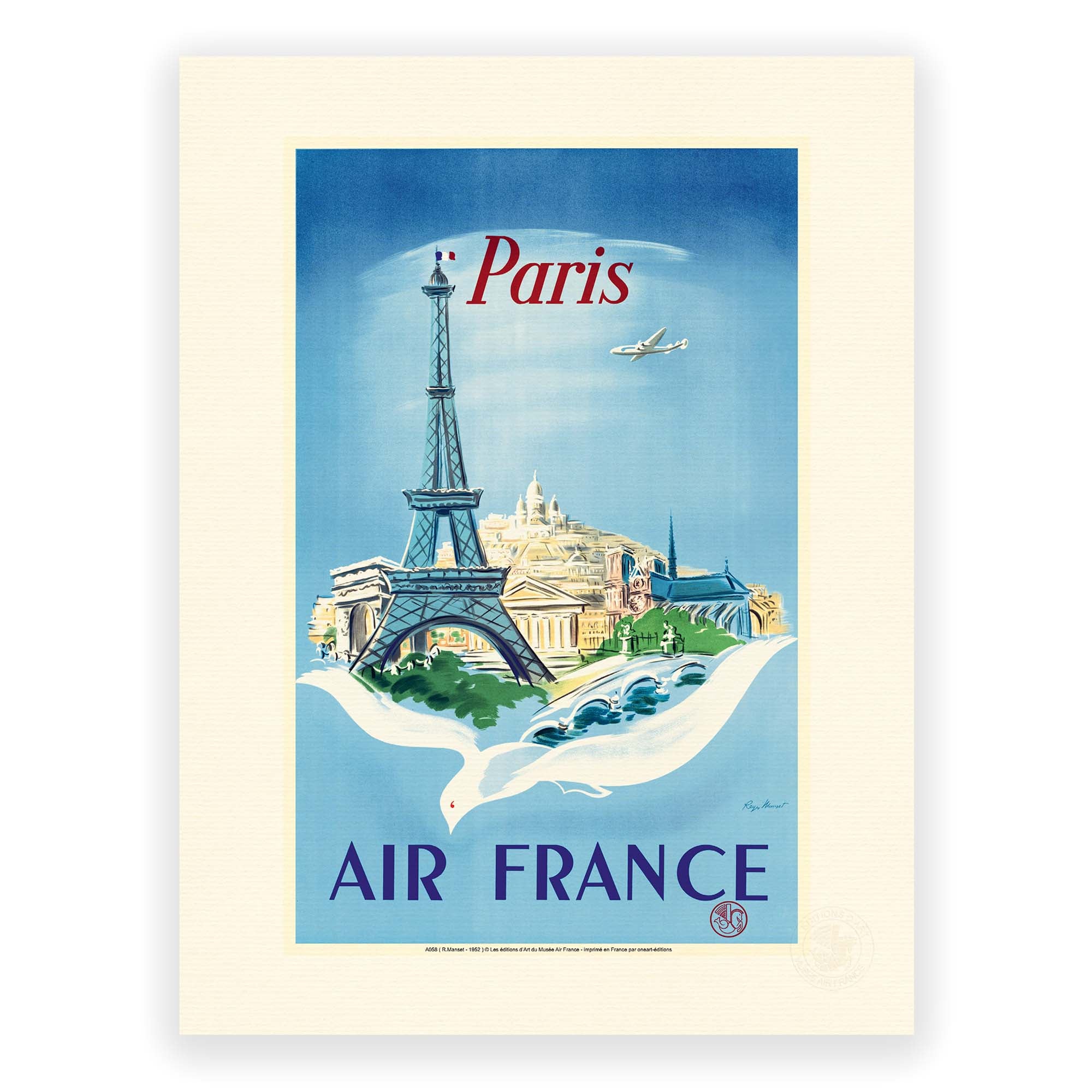 Air France poster - Paris Eiffel Tower, dove