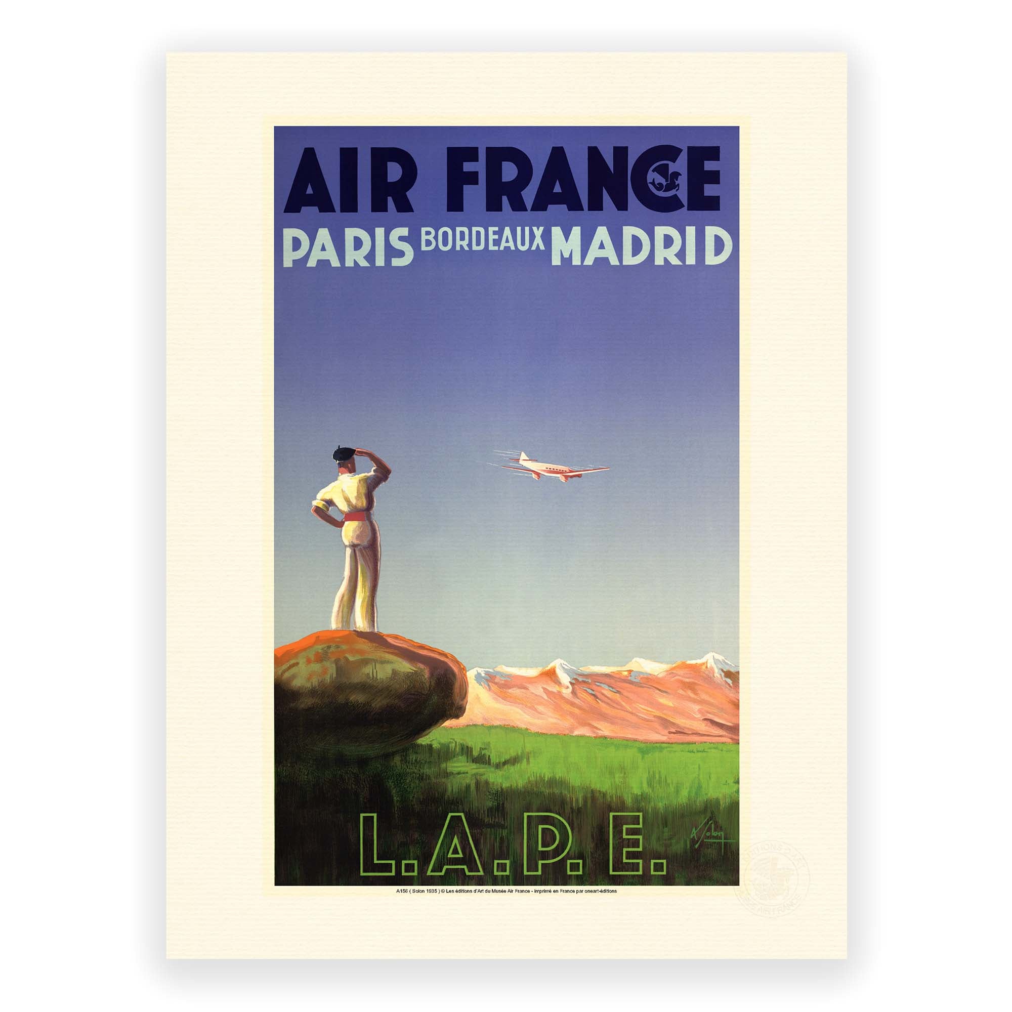 Affiche Air France - LAPE Paris - Bordeaux - Madrid