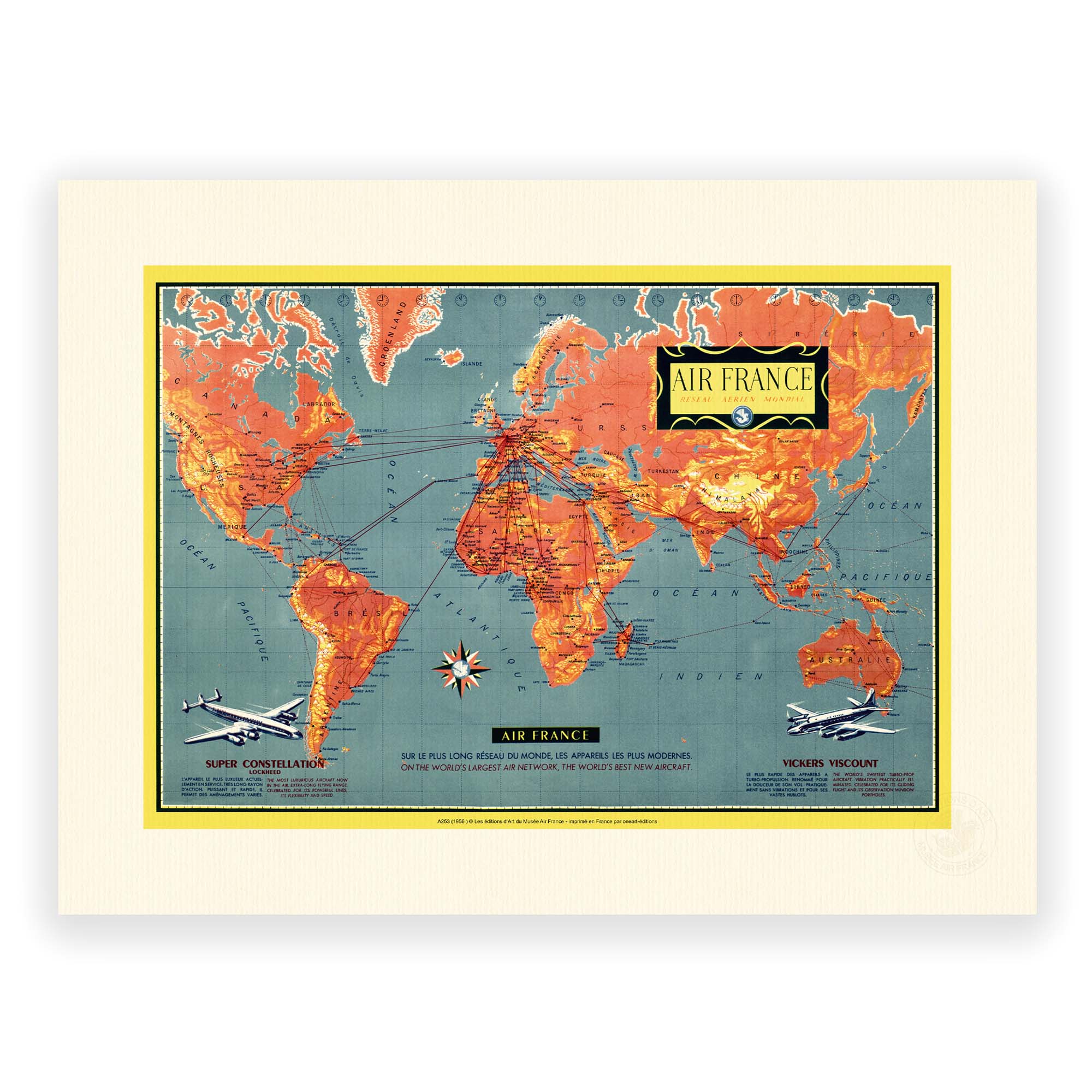 Air France poster - Planisphere discover the world…