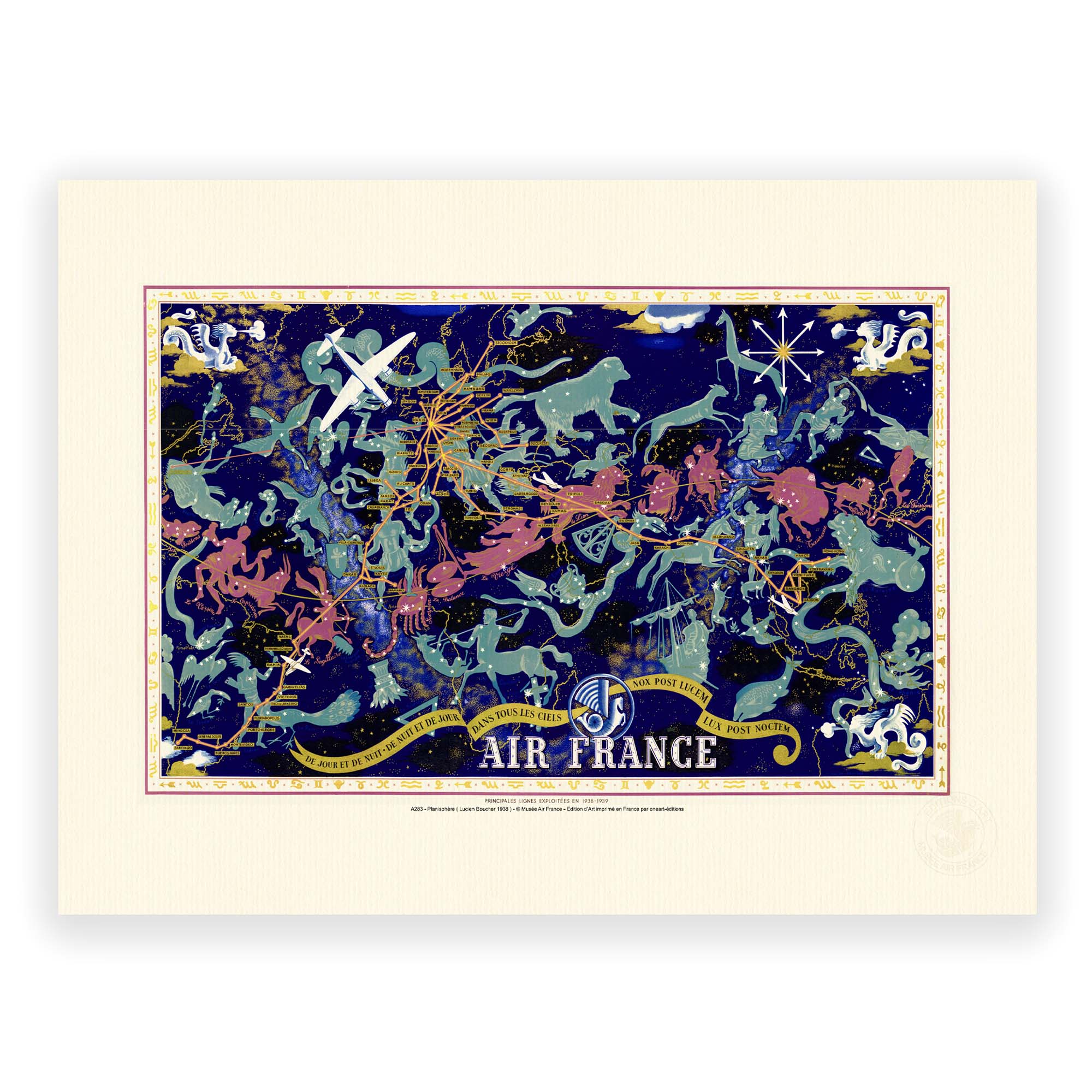 Affiche Air France - Carte céleste