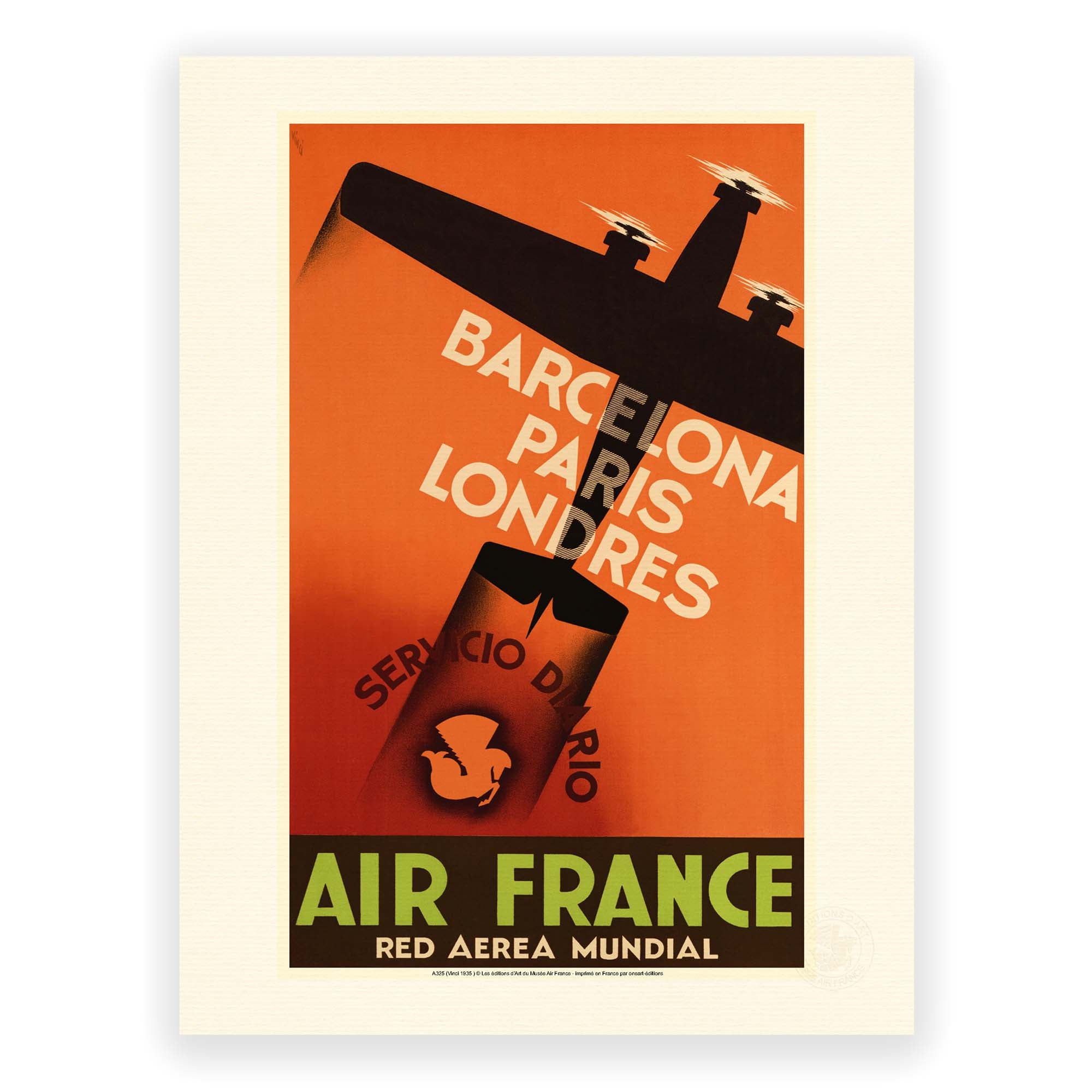 Air France poster - Red area Barcelona - Paris - London