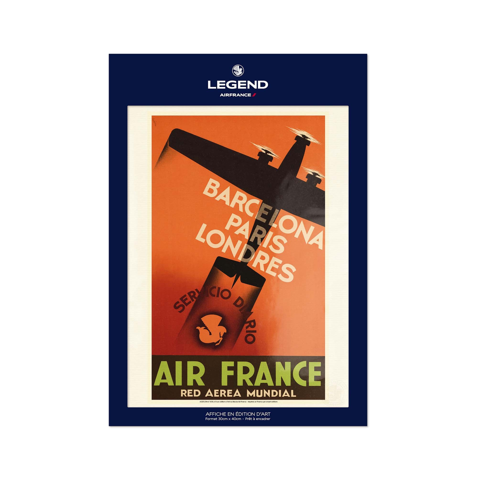 Affiche Air France - Red area Barcelona - Paris - Londres