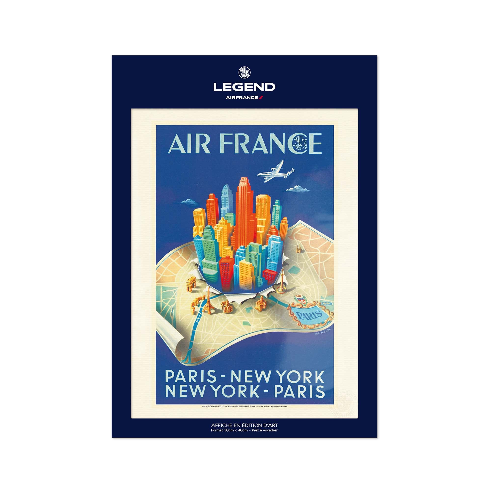 Air France poster - Paris New York Building map