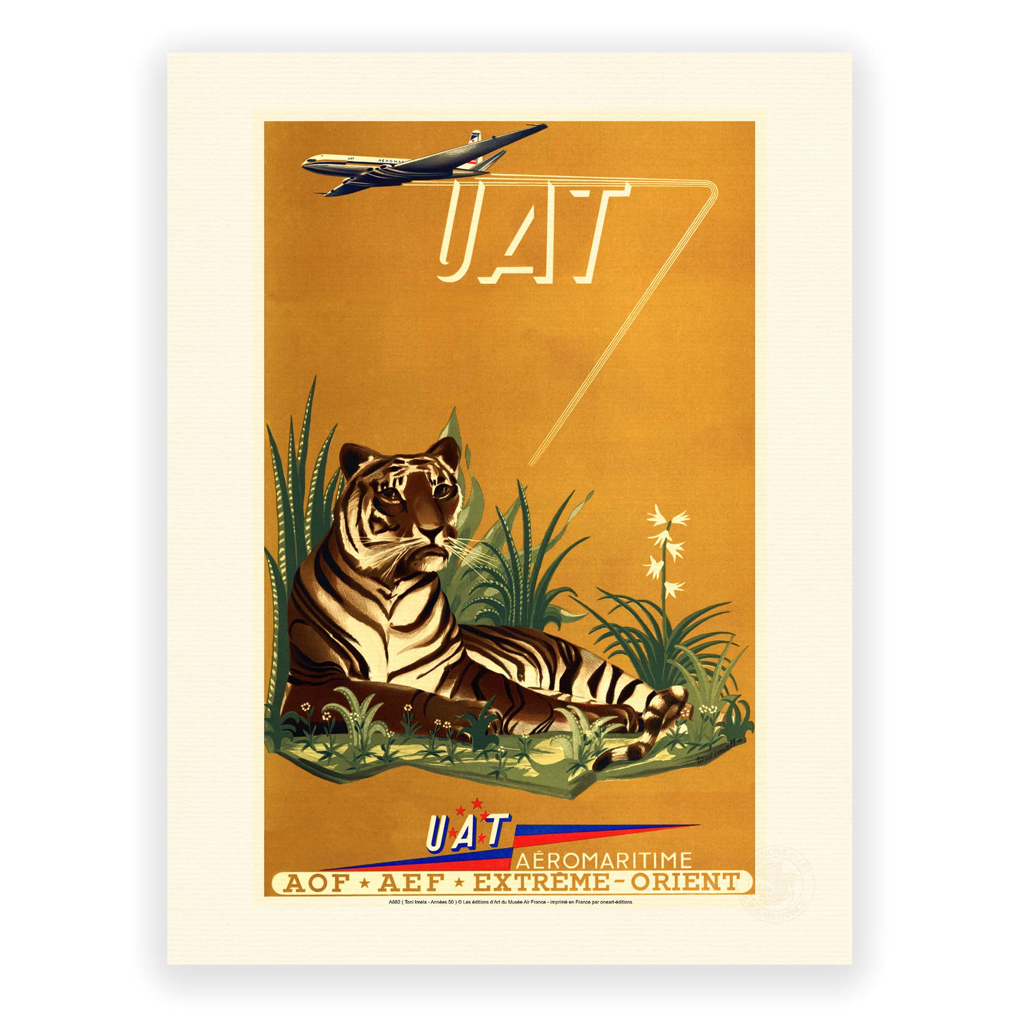 Affiche Air France - Savane & Tigre (UAT)