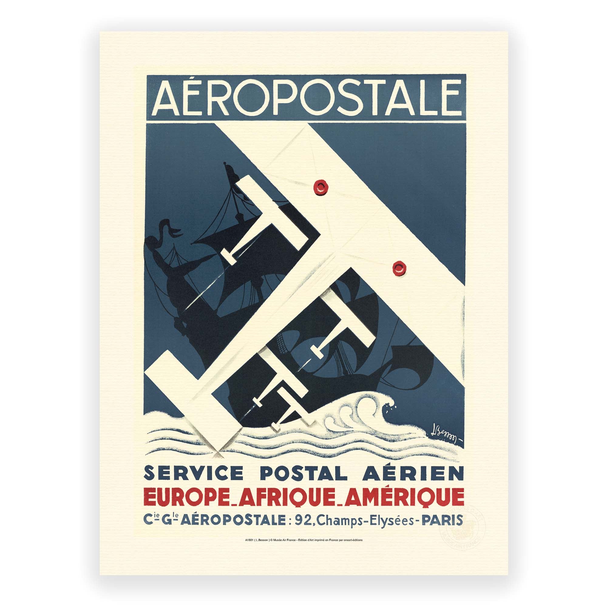 Affiche Air France - Service postal aérien